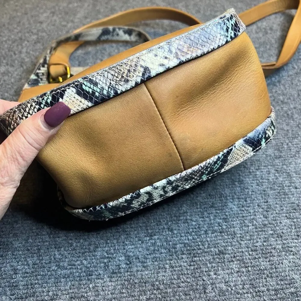 Madewell Sydney Crossbody Bag Snakeskin Embossed Leather Handle Removable Strap